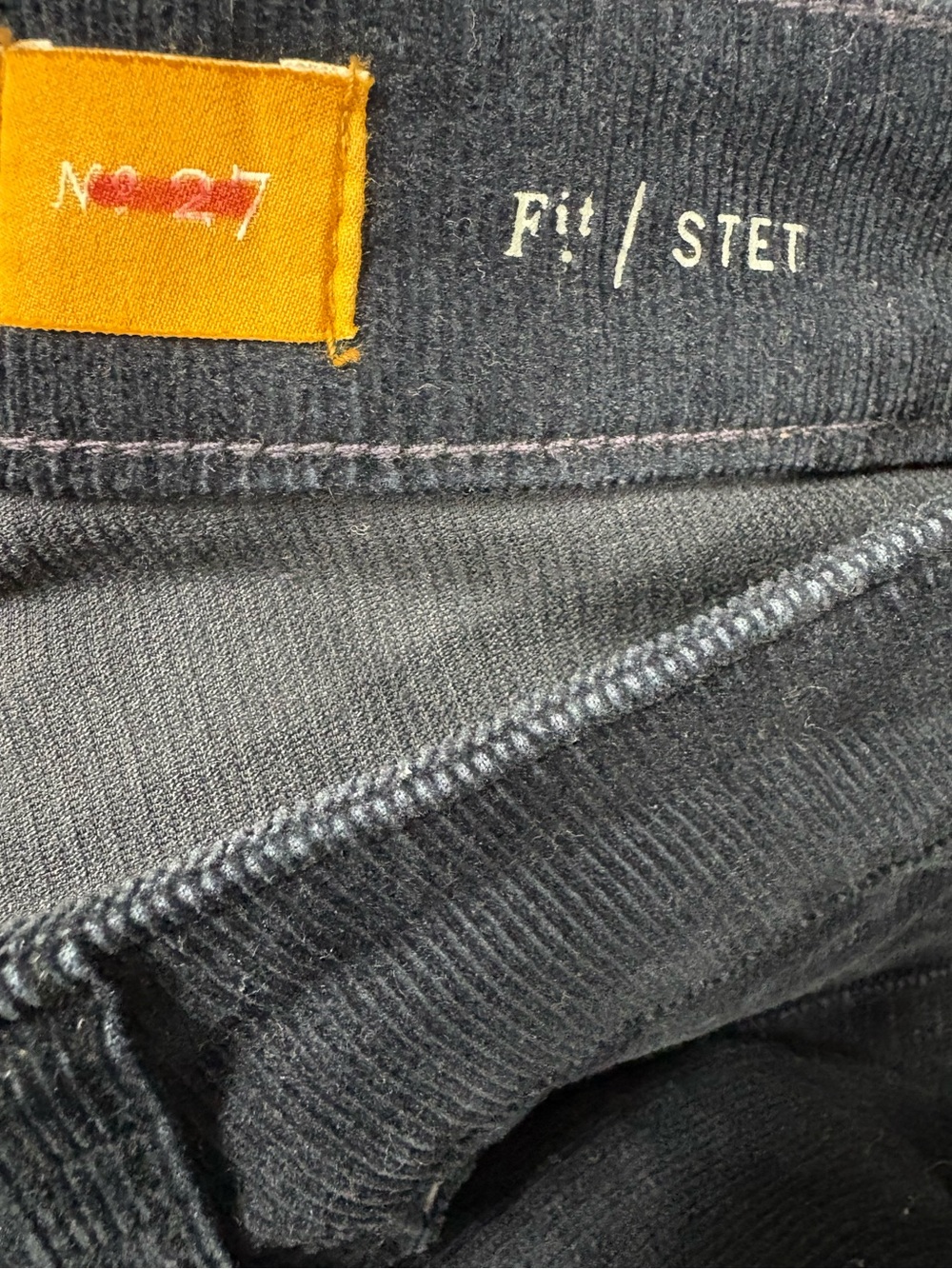 Pilcro Stet Navy Corduroy Flare Pants Button Hem 70s inspired boho Size 27 - Picture 8 of 10